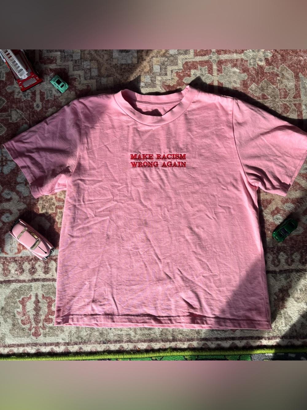 Pink Statement T-Shirt - "Make Racism Wrong Again"